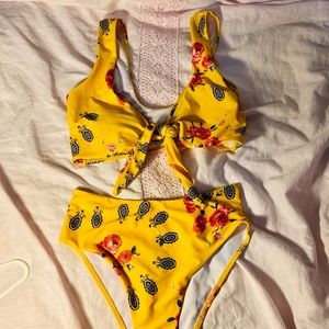 yellow flower print bikini